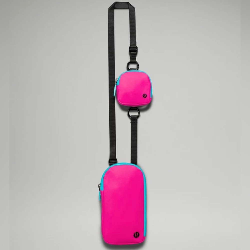 34. Retired Lululemon Modular Phone Crossbody Sonic Pink Black Bag Rare